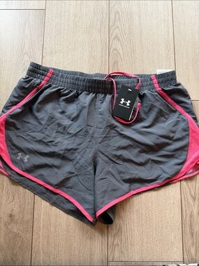Under Armour Women's Charcoal Gray Athletic Shorts with Pink Trim